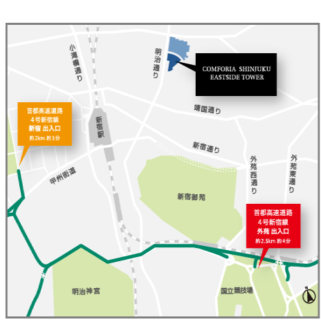 コンフォリア新宿イーストサイドタワー 交通マップ